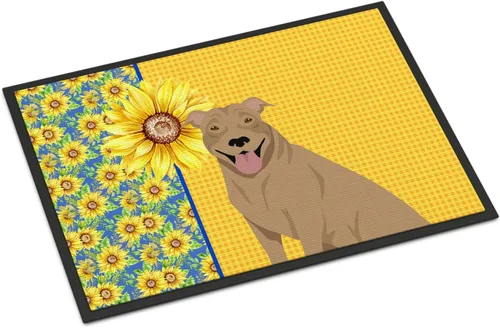 Miniatura 64 de Caroline's Treasures WDK5313MAT Airedale Terrier - Tapete para puerta delantera de 18 x 27 pulgadas, diseño de girasoles de verano, para entrada