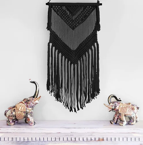 Miniatura 10 de Livalaya Tapiz bohemio tejido de macramé para colgar en la pared, color beige, 16 x 36 pulgadas, moderno tapiz bohemio para decoración de pared