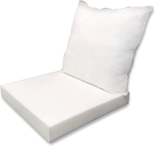 Foamma Juego de cojines de 3 x 26 x 26 pulgadas y relleno de almohada de 24 x 24 pulgadas, cojín de espuma de tapicería de alta densidad, relleno de