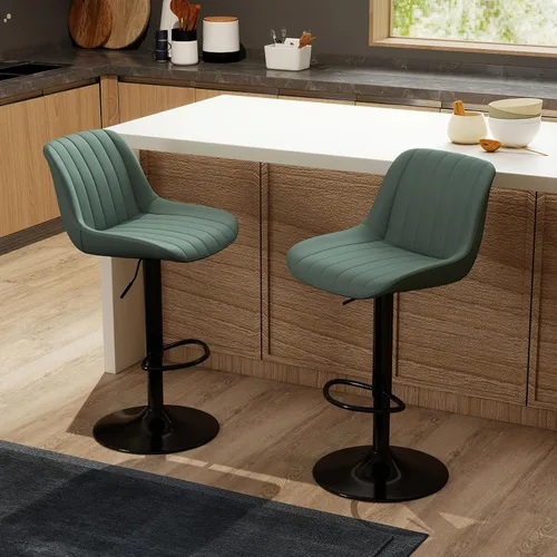 Miniatura 15 de Youhauchair - Juego de 1 taburete de bar, taburetes giratorios de altura de mostrador con respaldo, sillas de bar ajustables de piel sintética