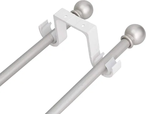 Miniatura 4 de Soportes de barra de cortina doble, 2 piezas, aleación de aluminio montados en el techo, blanco