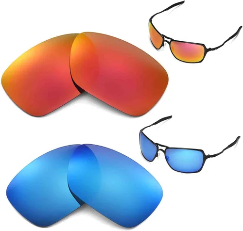 Walleva Lentes de repuesto polarizados rojo fuego + azul hielo para lentes de sol Oakley