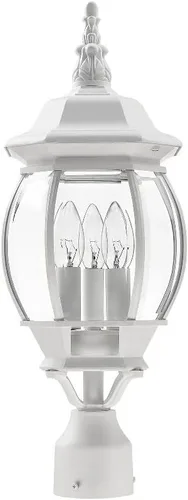 Miniatura 2 de Livex Lighting 7526-14 Frontenac - Lámpara tradicional de 3 luces para exteriores con pantallas de vidrio biselado transparente, 22 x 8 x 22 Negro