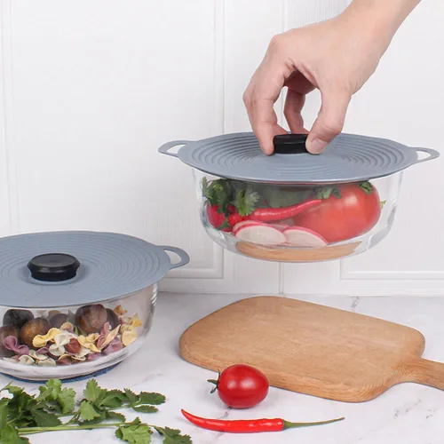 Miniatura 3 de Tapa universal de silicona para ollas y cuencos, reutilizable, elástica, cubierta de almacenamiento de alimentos, resistente al calor, tapa