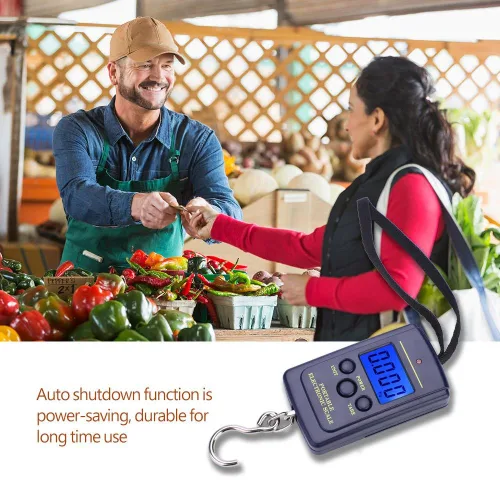 Miniatura 3 de Báscula de pescado portátil, báscula digital eléctrica para colgar, pantalla LCD de plástico de mano, báscula electrónica de equilibrio de 88.2 lbs