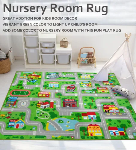 Miniatura 2 de Yincimar Alfombra de juegos para niños, alfombra de juego con coche, vida urbana, tráfico, carretera, alfombra para niños, alfombra de 5 x 6 pies 6