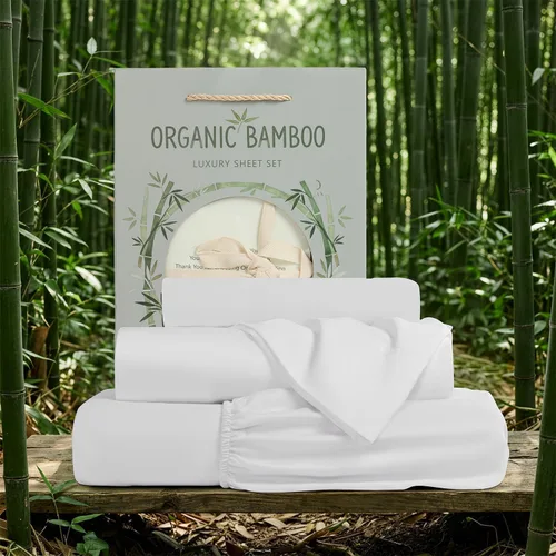 Miniatura 12 de SONORO KATE Sábanas de bambú 100 % viscosa orgánica derivada de sábanas transpirables y refrescantes para personas que duermen con calor, sábanas