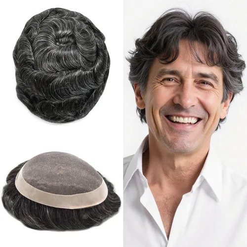 Miniatura 49 de Mens Toupee Hair Piece For Men Fine Mono Men Hair System Toupee For Men Hair Piece Real Human Hair System For Men Protesis Capilar Para Hombre 6x9