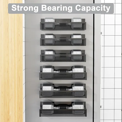 Miniatura 4 de Estante magnético para especias Aufworld para refrigerador, paquete de 6 estantes magnéticos, organizador de imanes para nevera con 12 ganchos