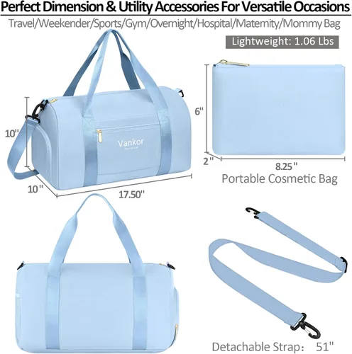 Miniatura 2 de Bolsa de gimnasio para mujer con compartimento para zapatos, impermeable, bolsa de lona deportiva para viajes, fin de semana, llevar en la playa