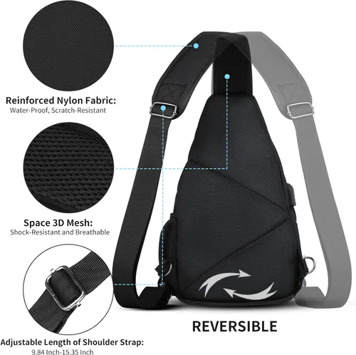 Miniatura 4 de AMJ Bolso bandolera para hombres y mujeres, mochila de hombro casual, mochila de pecho para senderismo y viajes