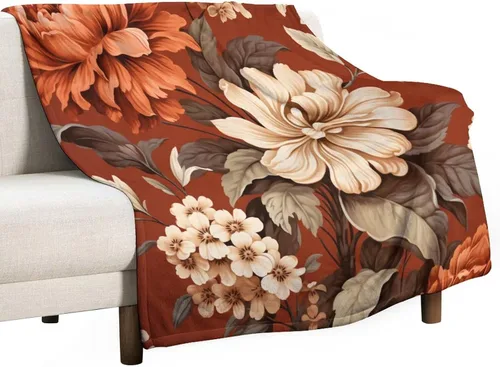 Miniatura 14 de Manta de vellón con estampado botánico de flores de terracota y primavera, manta de franela para el hogar, cama, sofá para niños y adultos, 70 x 80