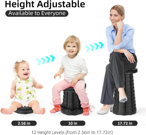 Miniatura 3 de Qiguet Taburete plegable, silla plegable, silla portátil mejorada con capacidad de carga de 400 libras, taburete portátil para camping, pesca, Negro