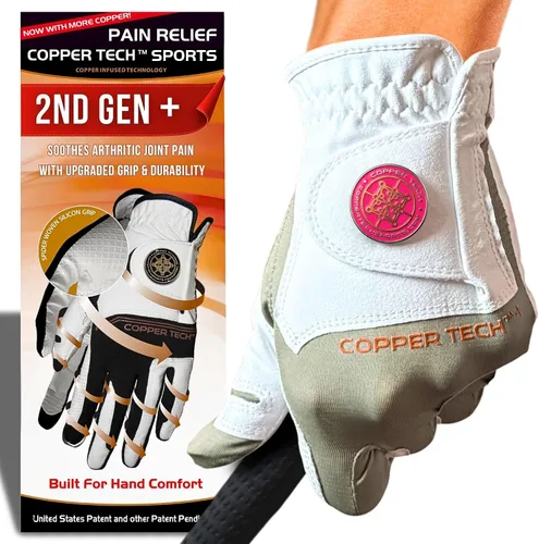 Miniatura 20 de Copper Tech Plus Ladies Golf Gloves Women (2nd Gen) Copper Compression Joint Support with Flexible & Comfortable Fit Tacky Silicone Pad