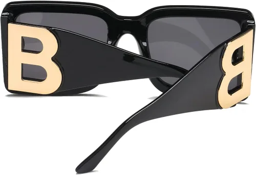 Miniatura 13 de PORADAY Gafas de sol cuadradas grandes de moda para mujeres y hombres, marco grueso negro de lujo, gafas de sol modernas con montura grande