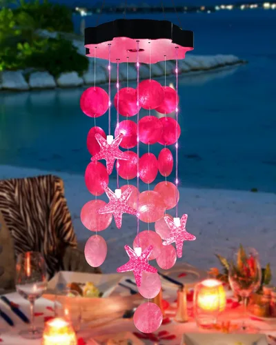 Miniatura 14 de Toodour Campanillas de viento solares para exteriores, conchas, regalos de luz para mamá, abuela, mujeres, esposa, niñas, luz móvil decorativa solar