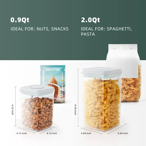 Miniatura 57 de Recipientes Herméticos Pop Apilables - Paquete de 2 Recipientes de Almacenamiento de Cereales con Tapas Herméticas, Recipientes Pop Up a Prueba