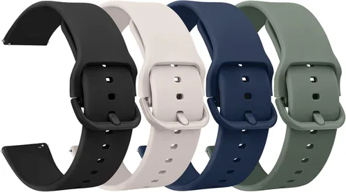 Meliya Paquete de 4 correas de reloj, 0.78 pulgadas, 0.86 pulgadas, correa de repuesto de silicona suave de liberación rápida para mujeres y hombres