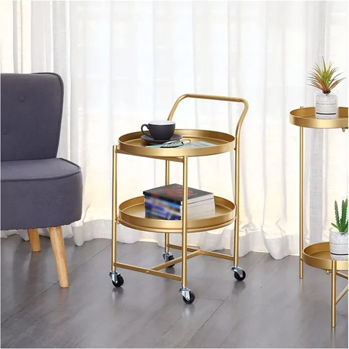 XPLKQXE Carrito de servicio, carrito de servicio de barra móvil, con ruedas, estante de almacenamiento de metal, estante de 2 niveles para el hogar