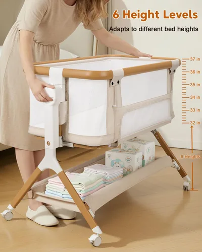 Miniatura 3 de suihuooo Bassient para bebé con ruedas y almacenamiento, cuna mecedora para bebé, cama de noche