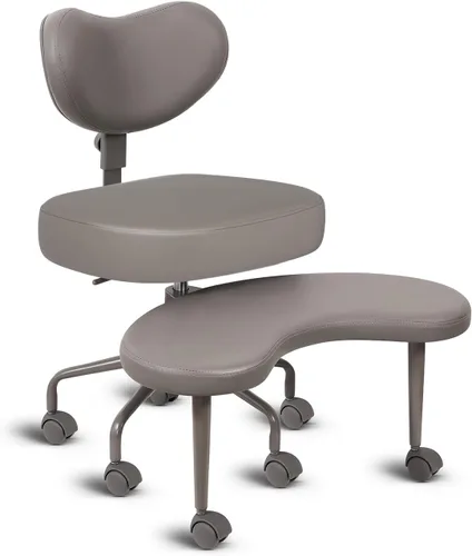 Miniatura 23 de Silla de escritorio extragrande, para sentarse con piernas cruzadas, con cojín de respaldo y reposabrazos ajustables, fabricada en tela, con ruedas