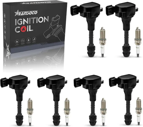 Paquete de 6 bobinas de encendido y bujías de iridio compatibles con Nissan Frontier Altima Maxima Murano Pathfinder Xterra, Infiniti I35 QX4 3.5L