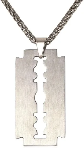 U7 Punk Necklaces Stainless Steel 18K Gold Plated Large Hip Hop DaggerKnifeSwordSteampunk GearLarge Razor Blade Pendant Necklace for Men Women,