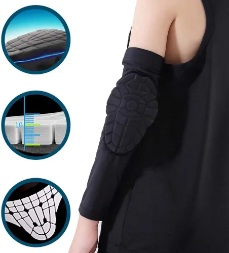 Miniatura 4 de Niños Juveniles de 5-15 Años Manga de Brazo y Rodilla Acolchada Manga de Pierna de Compresión Protectora Codo acolchado negro