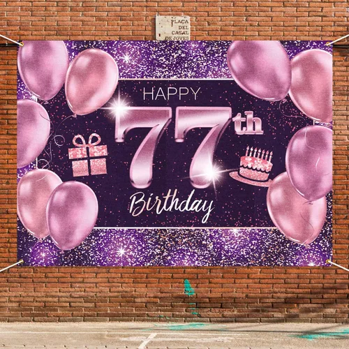 Miniatura 5 de pancarta grande rosa con texto en inglés “Happy Birthday