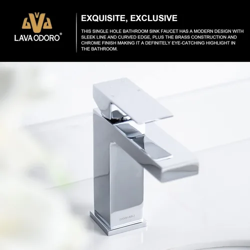 Miniatura 6 de Lava Odoro - Grifo de baño cromado, grifo de baño de un solo agujero, grifo de lavabo de baño de una sola manija con ensamblaje de drenaje Cromo