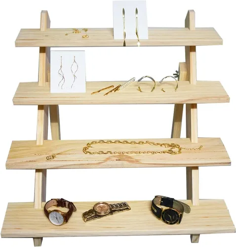 Miniatura 13 de Soportes de exhibición de pendientes para la venta rústica de varios niveles Estante de joyería de exhibición al por menor Riser Pendiente Anillo