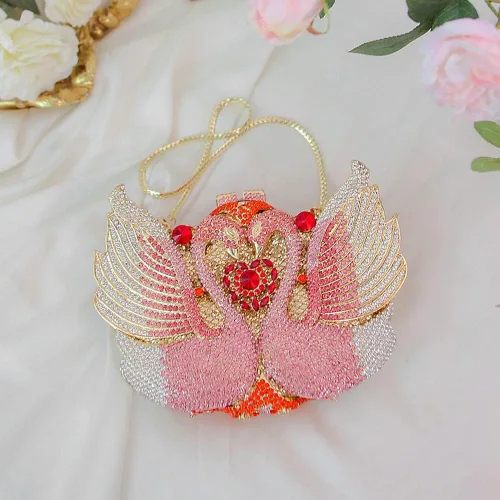 Miniatura 3 de Bolsa de noche deslumbrante con diamantes de imitación de lujo, bolso de mano de cisne para boda, fiesta de noche, baile de graduación, cóctel