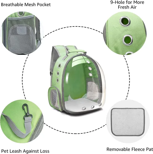 Miniatura 3 de Henkelion Mochila de viaje Bolsa de transporte de burbujas para perros pequeños y medianos, gatos, cápsula espacial para mascotas, perro para Verde