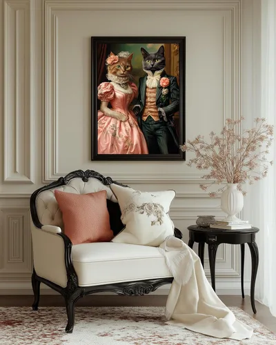 Miniatura 3 de Rompecabezas para adultos de 1000 piezas, Gatos victorianos: El elegante par de retratos, rompecabezas duro y desafiante para amantes de El par