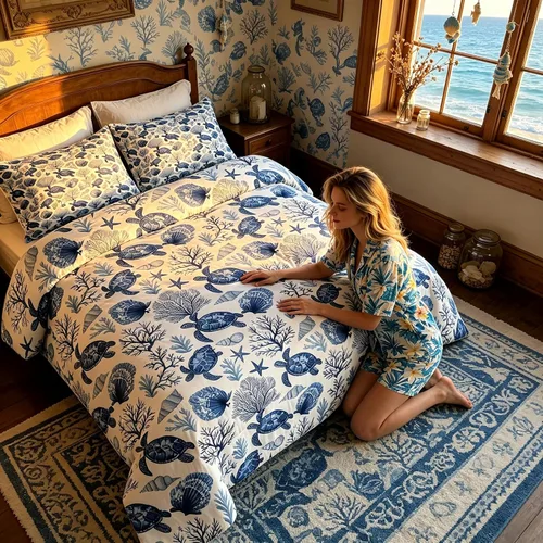 Miniatura 77 de Manfei Go Fishing Juego de edredón tamaño King para niños, juego de ropa de cama con diseño geométrico de peces de bass y rombos, decoración