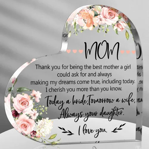 Miniatura 8 de Yalikop Regalos para madre de la novia, recuerdo de corazón acrílico 2026, regalo de boda de parte de la hija "Thank You Being the Best Mom", regalo