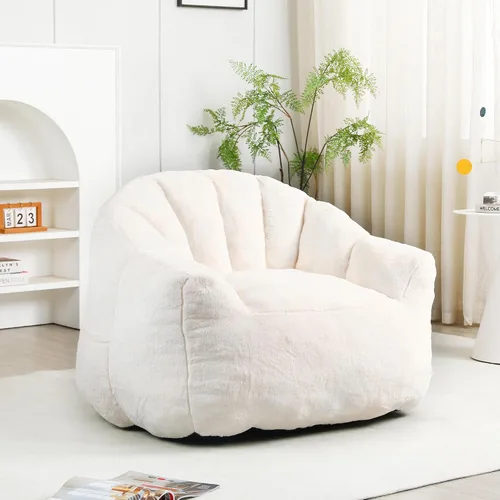 Miniatura 3 de mikibama Puf de 41.4 pulgadas con brazos, cómodas sillas de puf de piel sintética sin hueso para adultos y niños, sofá de suelo con canales