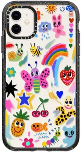 Miniatura 142 de CASETiFY Impact - Funda para iPhone 11 - Flower Power Retro - Negro Transparente