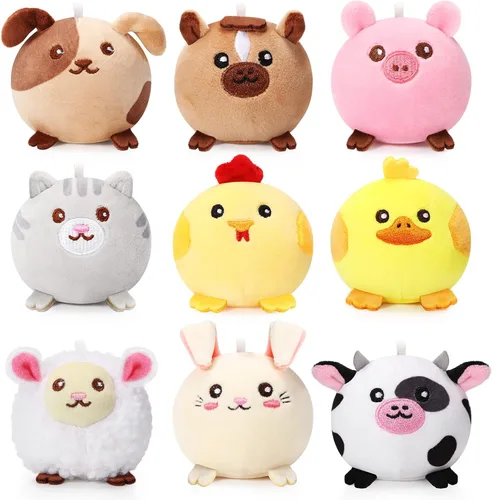 Miniatura 8 de Skylety 9 piezas de mini juguetes de animales de peluche a granel de 3.15 pulgadas, lindo llavero de peluche pequeño para niños, rellenos de bolsas