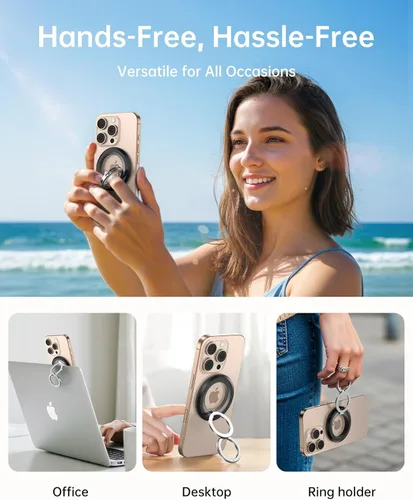 Miniatura 6 de SYNCWIRE - Soporte magnético con aro para MagSafe, 2 piezas, imán doble, rotación de 360 grados, agarre y soporte para teléfono, aro para dedo