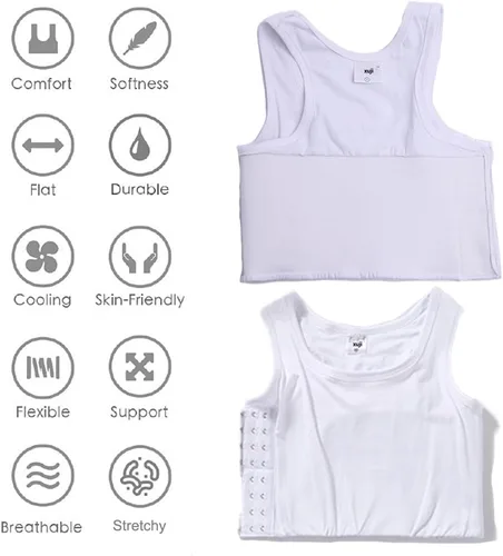 Miniatura 3 de XUJI - Camiseta compresora sin mangas de algodón transpirable para mujer, con banda elástica y colores (M-6XL)