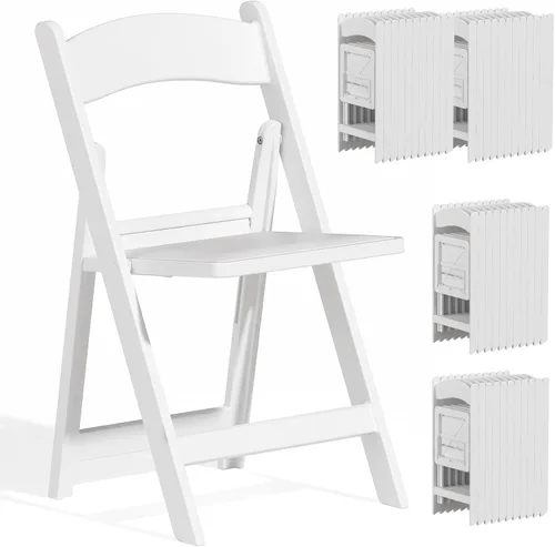 Miniatura 13 de Paquete de 4 sillas plegables de resina, sillas plegables de capacidad de peso de 650 libras con asientos acolchados, silla plegable ligera