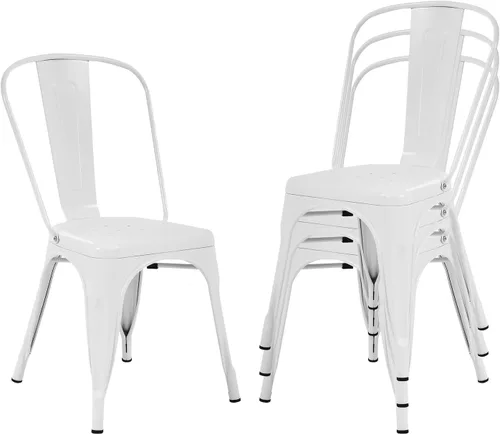 Miniatura 12 de Dopinmin Juego de 4 sillas de comedor modernas de metal negro, apilables, sillas de patio para interiores y exteriores, altura del asiento de 18 pies
