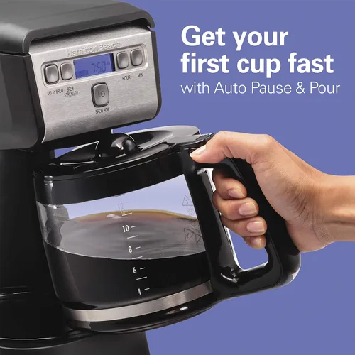 Miniatura 9 de Hamiton Beach - Cafetera de goteo programable compacta de 12 tazas con jarra de vidrio de burosilicato sin goteo, apagado automático de 2 horas