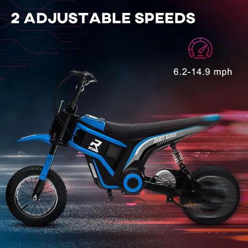 Miniatura 4 de Aosom Bicicleta Eléctrica de Tierra con Acelerador de Puño Giratorio, 24V 350W Motocicleta Eléctrica Todoterreno, Hasta 15 MPH con Freno, Bocina Azul