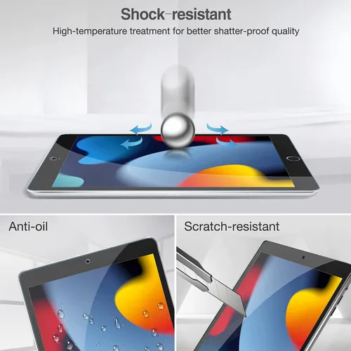 Miniatura 4 de XZC Paquete de 2 protectores de pantalla para iPad de 9ª, 8ª y 7ª generación de 10.2 pulgadas, película de vidrio templado para iPad 9, 8, 7