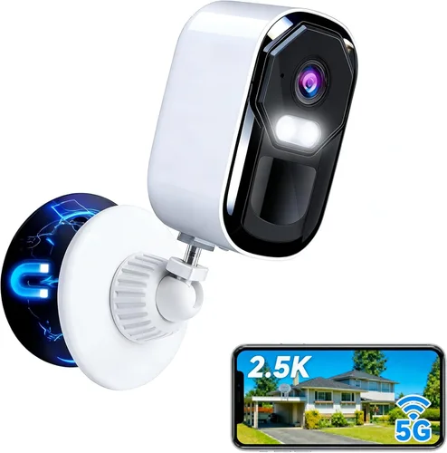 JAIOTlink Cámaras de seguridad inalámbricas para exteriores, cámara de batería de 2.5K, WiFi de 2.4G/5GHz, alarma de foco y sirena, visión nocturna