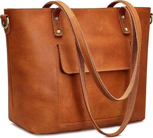 Miniatura 8 de S-ZONE Bolso bandolera vintage de cuero genuino para mujer
