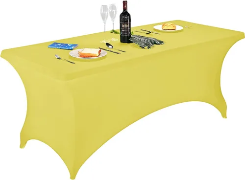 Miniatura 68 de LZY Cubierta de Mesa Elástica Ajustable de Spandex para Mesa Plegable de 6 pies, 4 pies o 8 pies, Mantel de Cóctel Rectangular, Perfecto para Champn