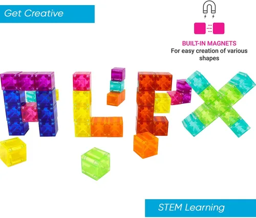 Miniatura 5 de BrainSpark 48 piezas bloques de construcción magnéticos DigitBlocks multicolor STEM Montessori bloques imán para niños, juego educativo